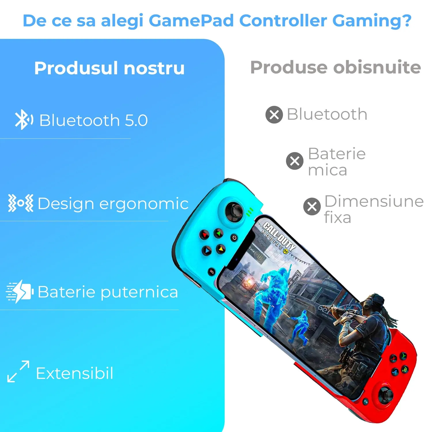 Timebox GamePad controller gaming Rosu wireless Bluetooth