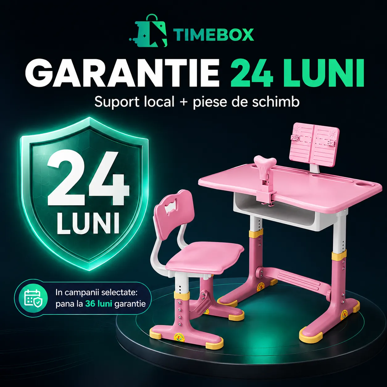 Timebox 6-18 ani birou copii roz 70x45 cm