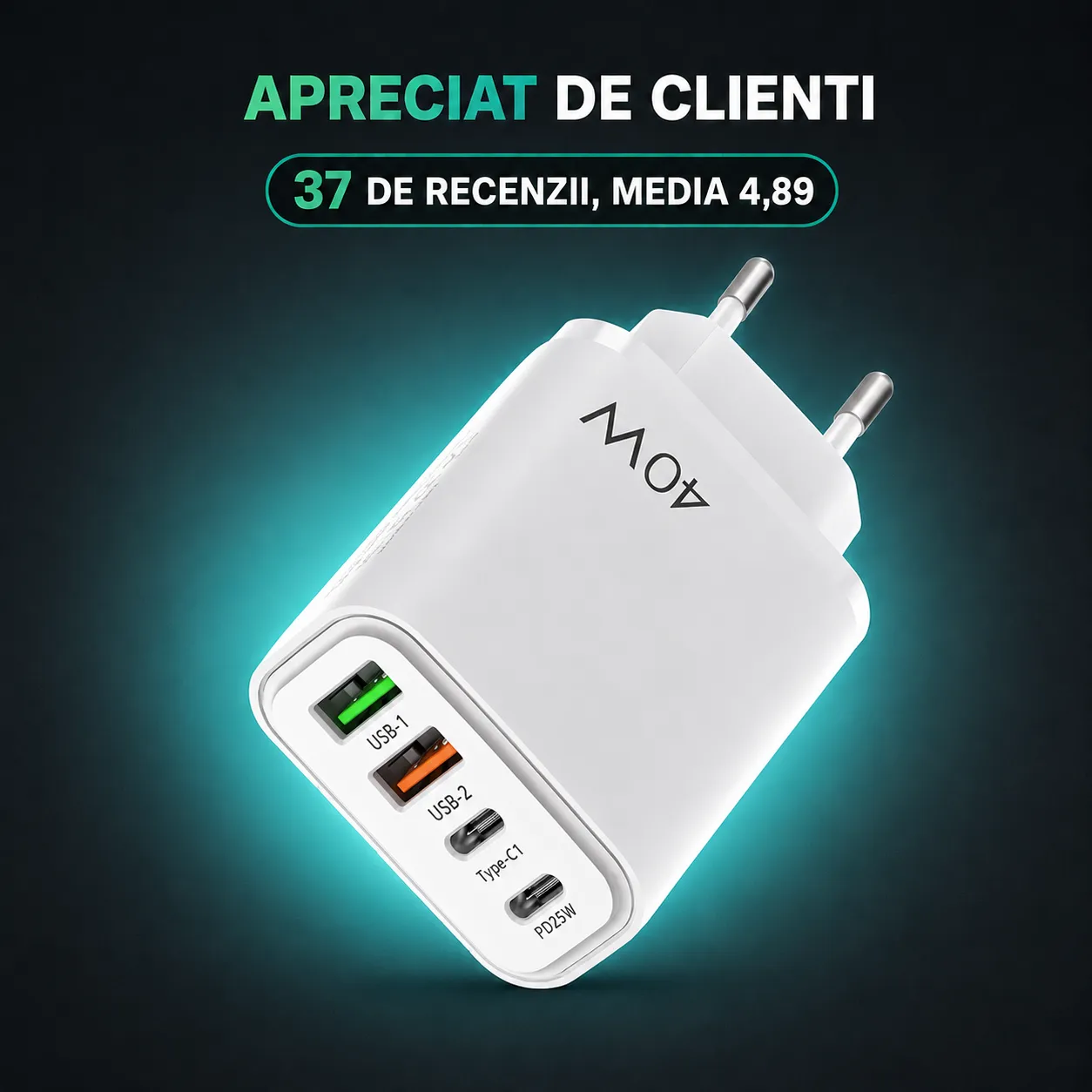 Timebox 40W incarcator priza alb 4 porturi rapid