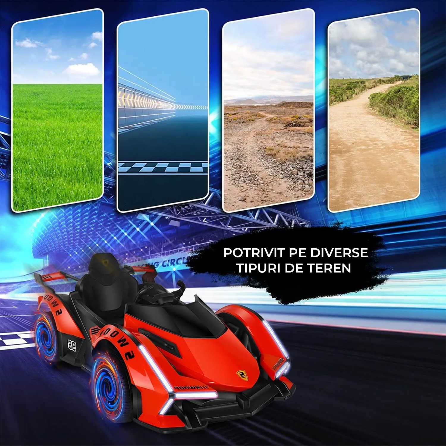 Timebox Kart Electric 12V 7AH masinuta drift rosie 390W