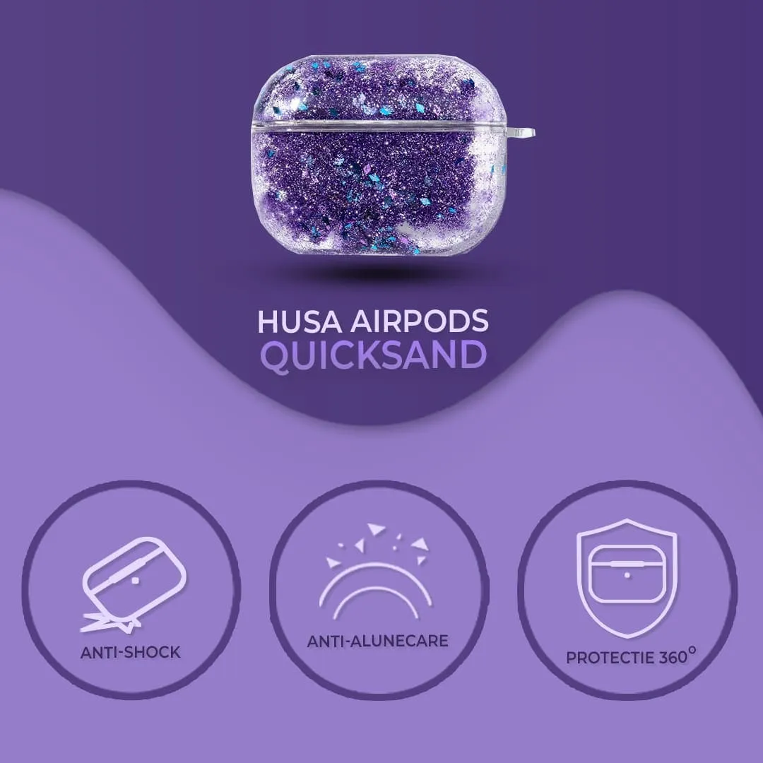 Timebox husa AirPods Pro policarbonat cu sclipici lichid