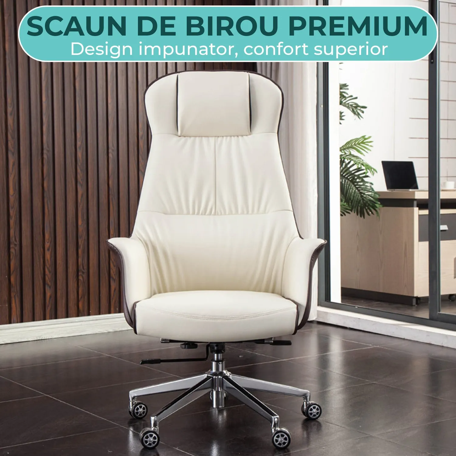 Timebox Directorial scaun birou piele naturala maro