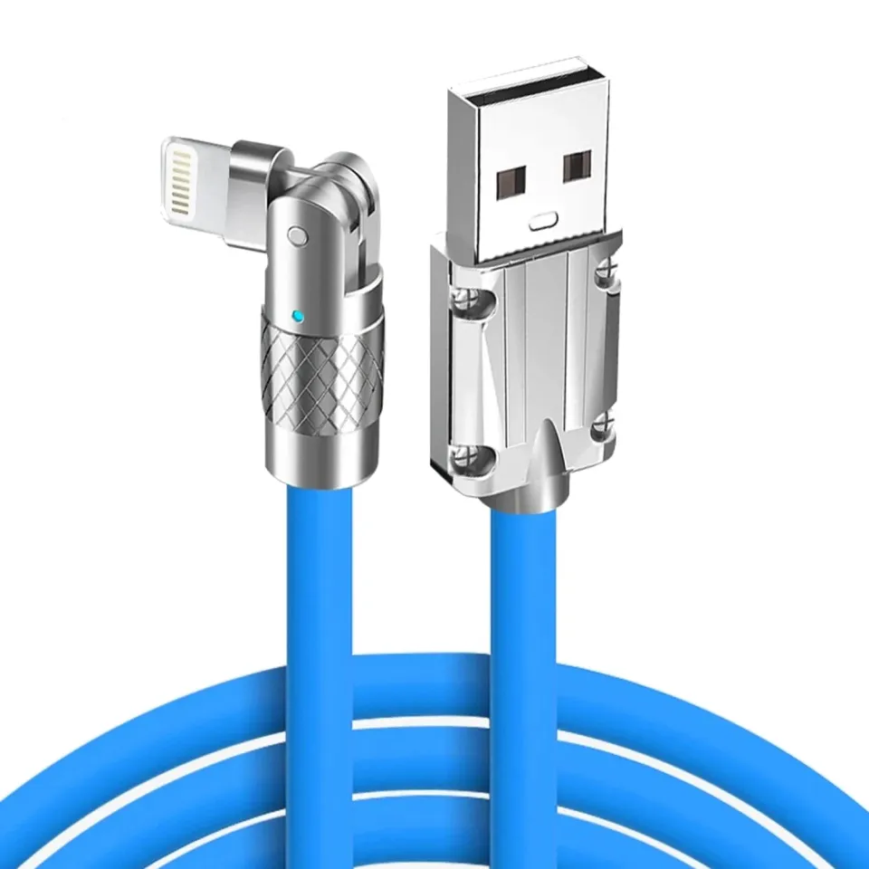 Timebox Cablu USB la USB-C 120W 2m Albastru LED 180°
