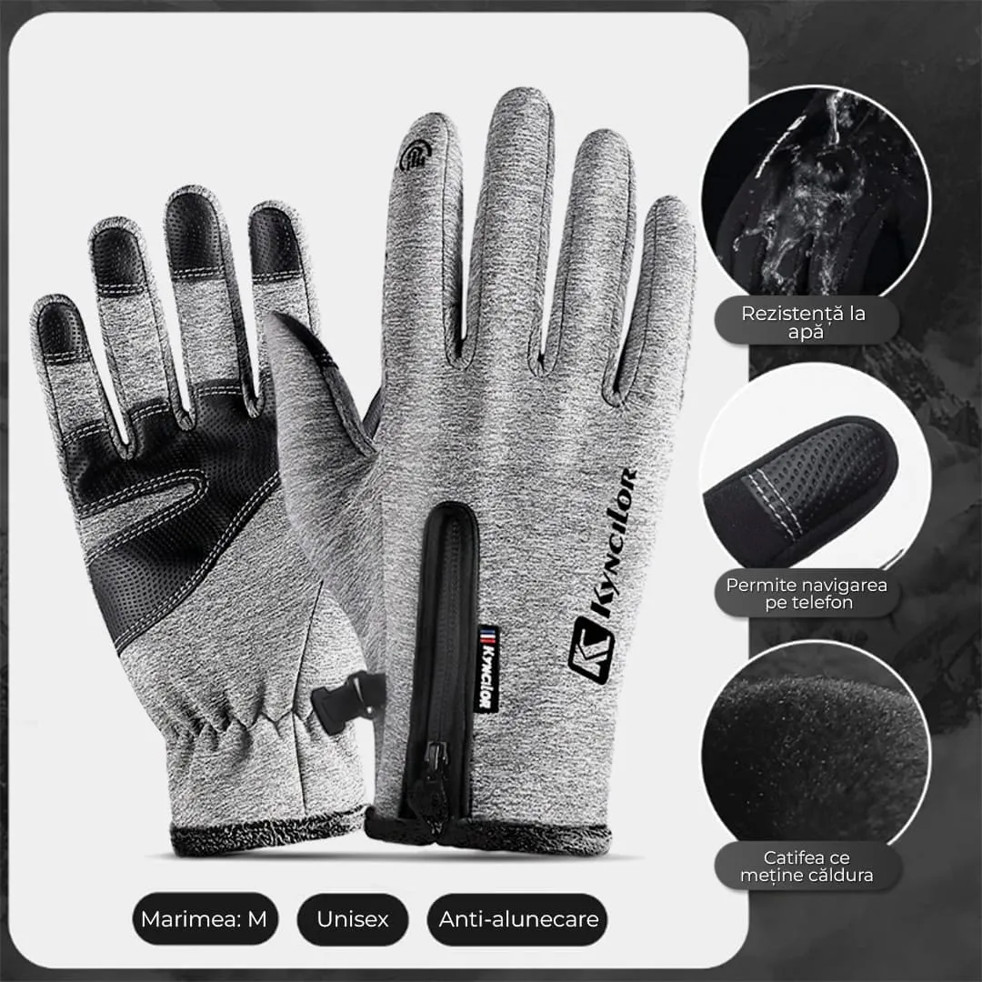 Timebox manusi sport gri M touchscreen pentru iarna