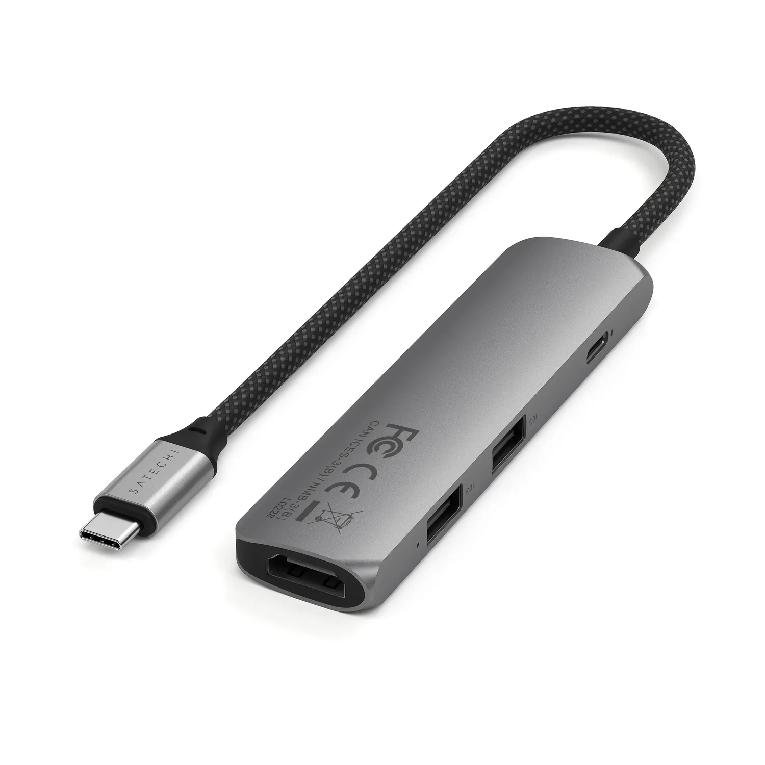 Satechi Slim 4-in-1 adaptor USB-C gri 4K 100W