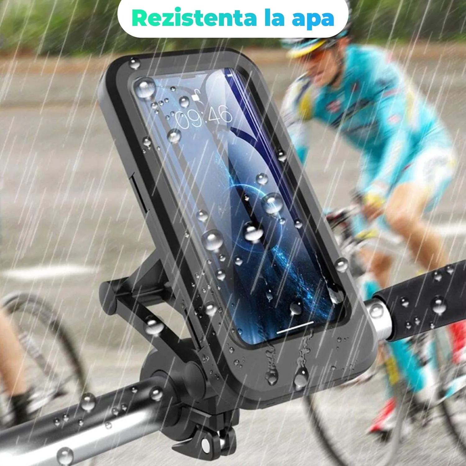 Timebox suport telefon bicicleta 360 grade negru cu touchscreen