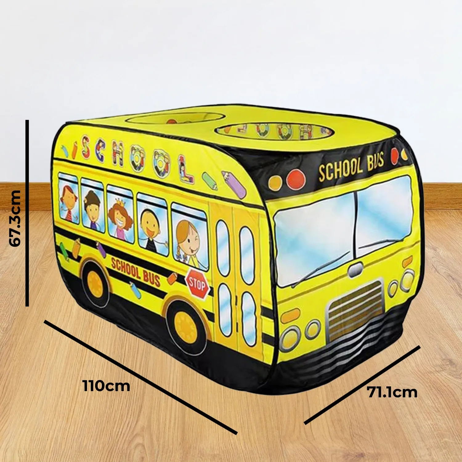 Timebox cort joaca copii autobuz galben pop-up 1-5 ani