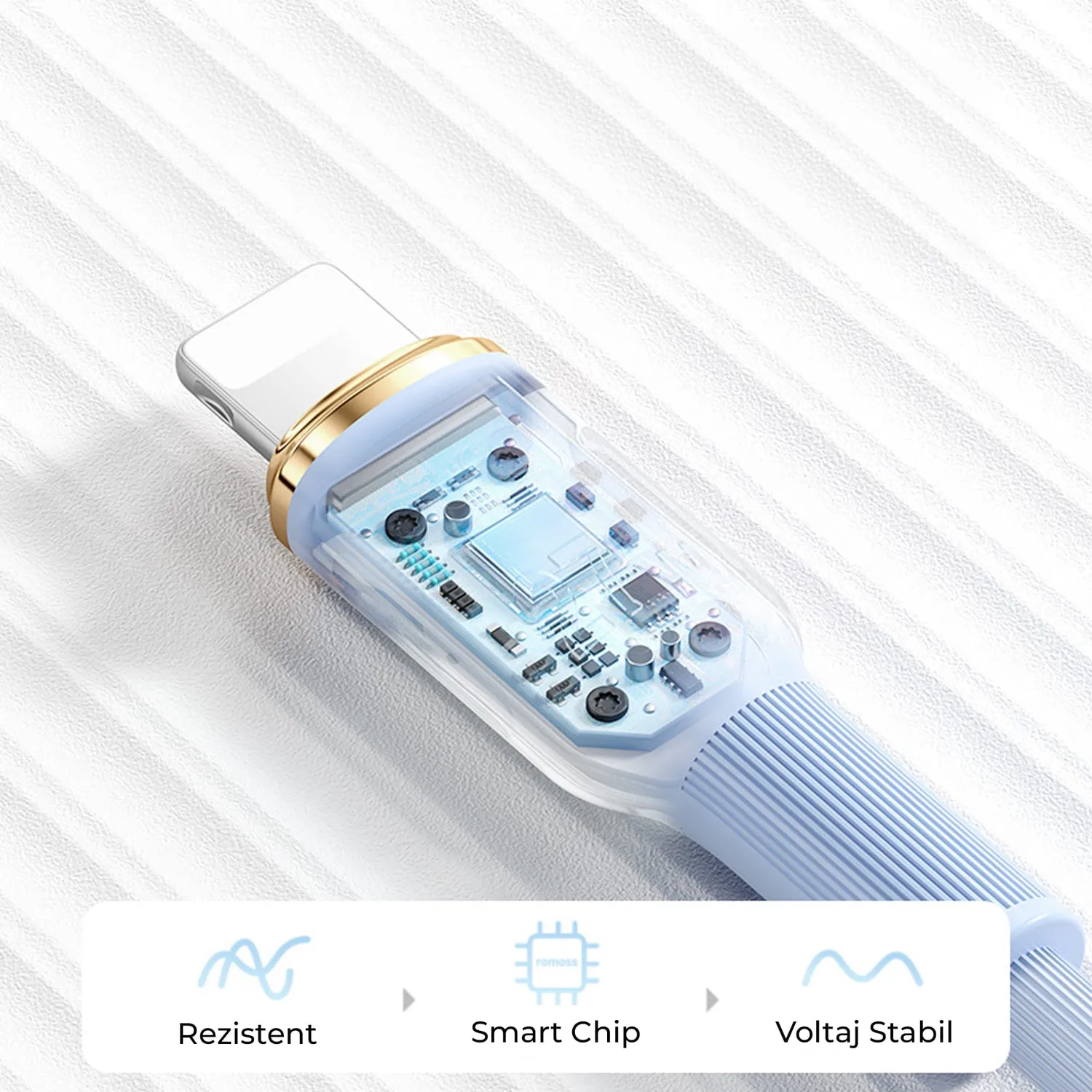Timebox Fast Charge cablu USB-C Lightning 27W 1,5m albastru