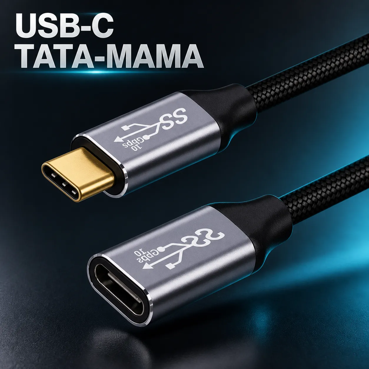 Timebox cablu prelungitor USB-C 100W negru 2m 10Gbps