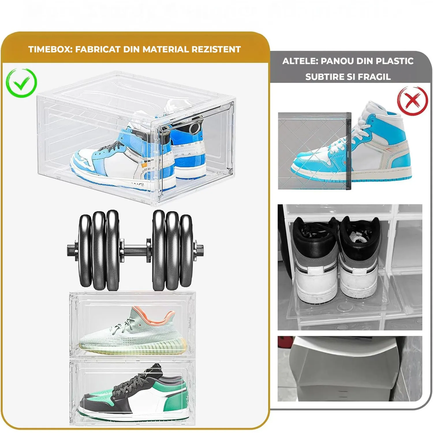 Cutii Timebox set 6 organizator pantofi plastic transparent