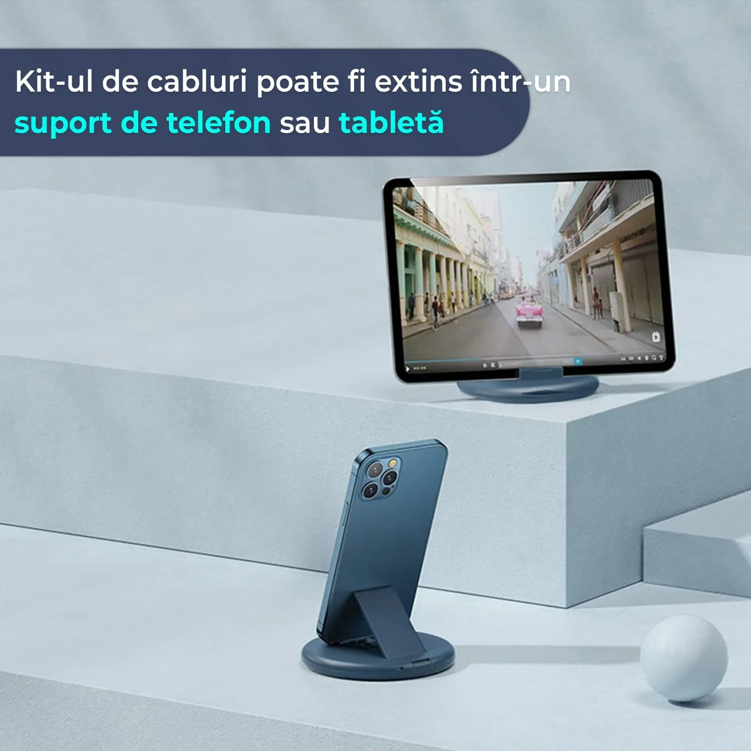Timebox 5 în 1 cablu date 60W 29cm alb