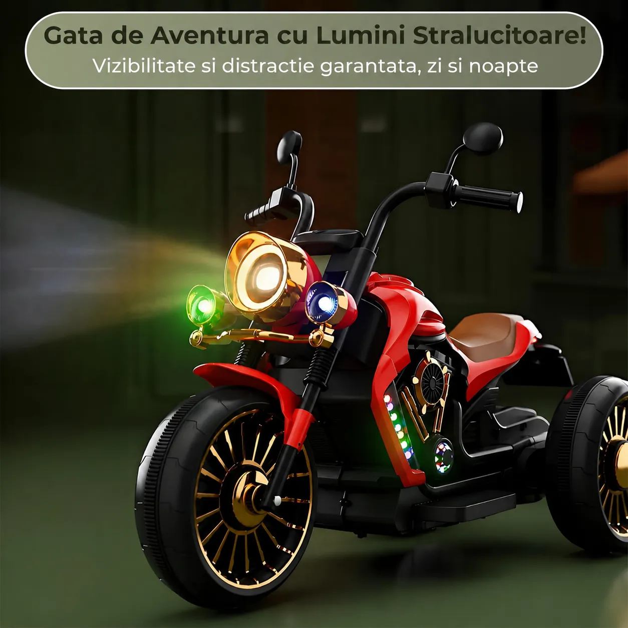 Timebox motocicleta electrica 3 roti rosie telecomanda