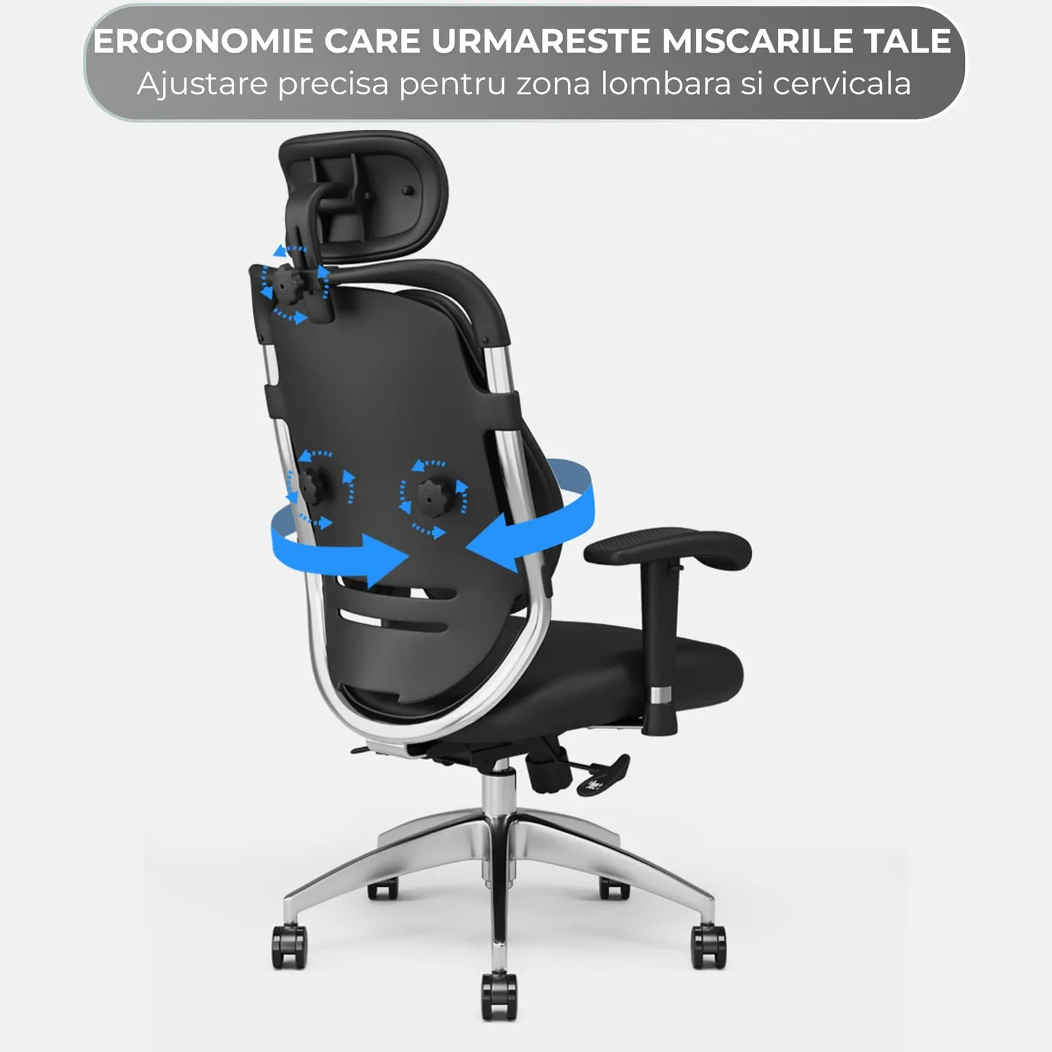 Timebox Scaun Ergonomic Birou Bi-Spine 3D Negru