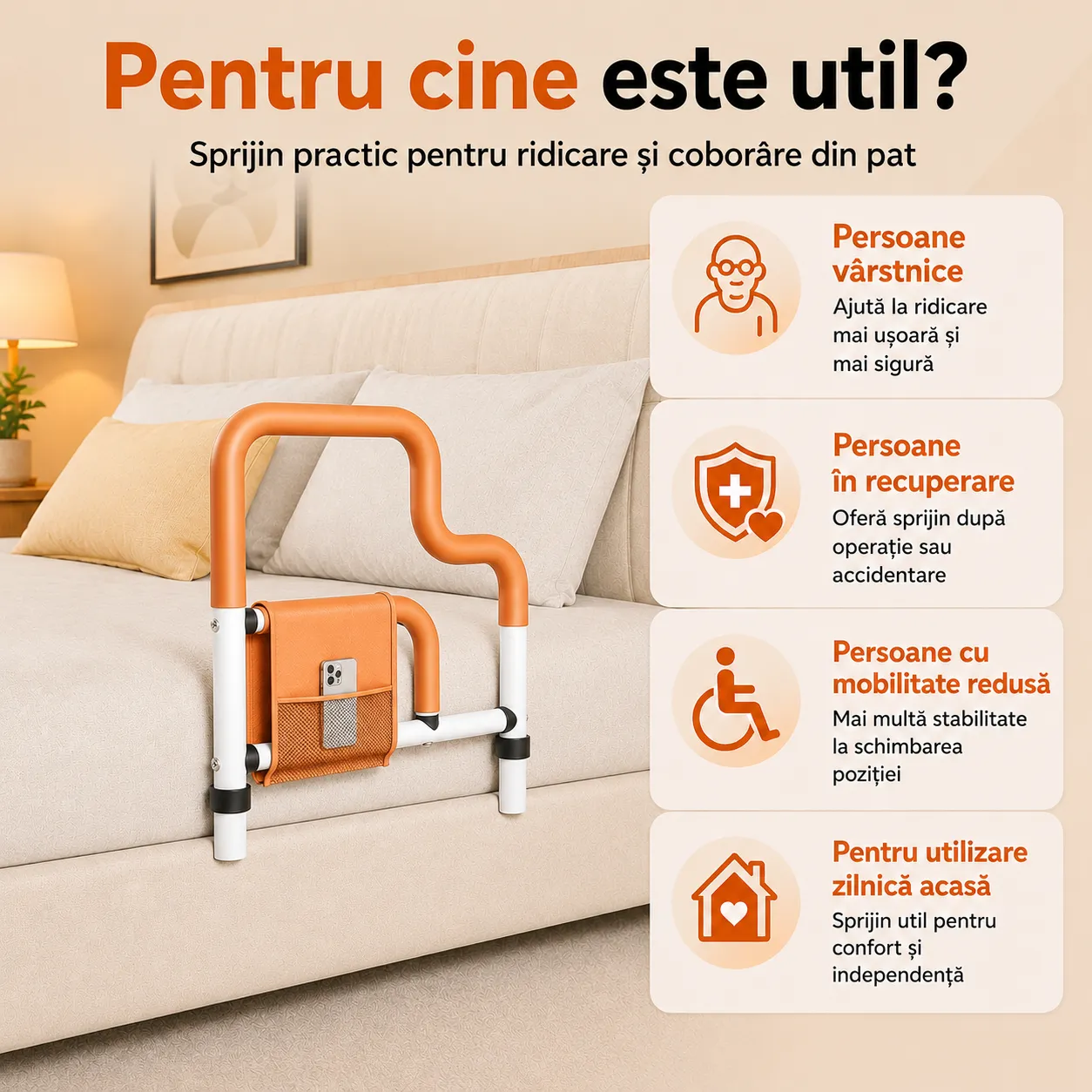 Timebox U-Shape suport pat reglabil portocaliu antiderapant