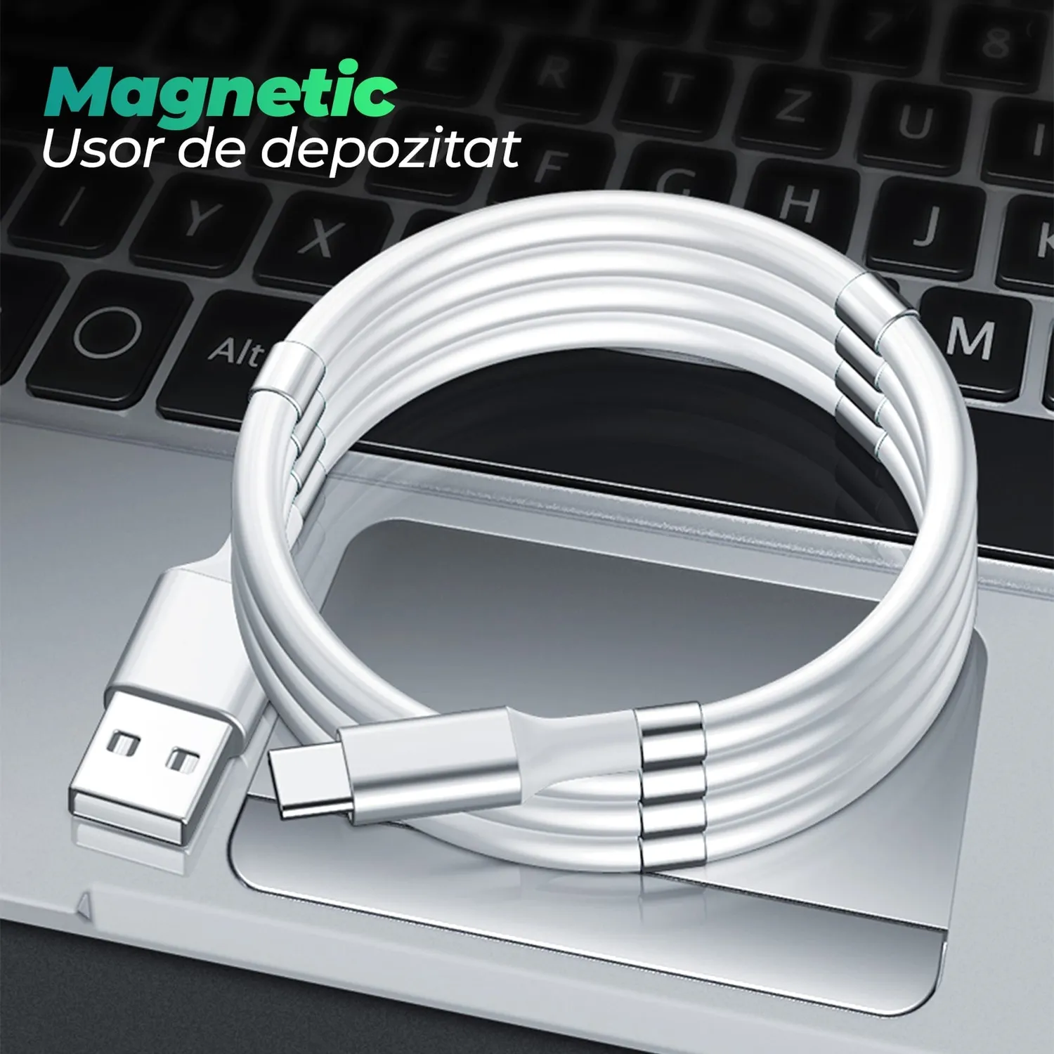 Timebox cablu magnetic 1m alb fast charge Lightning