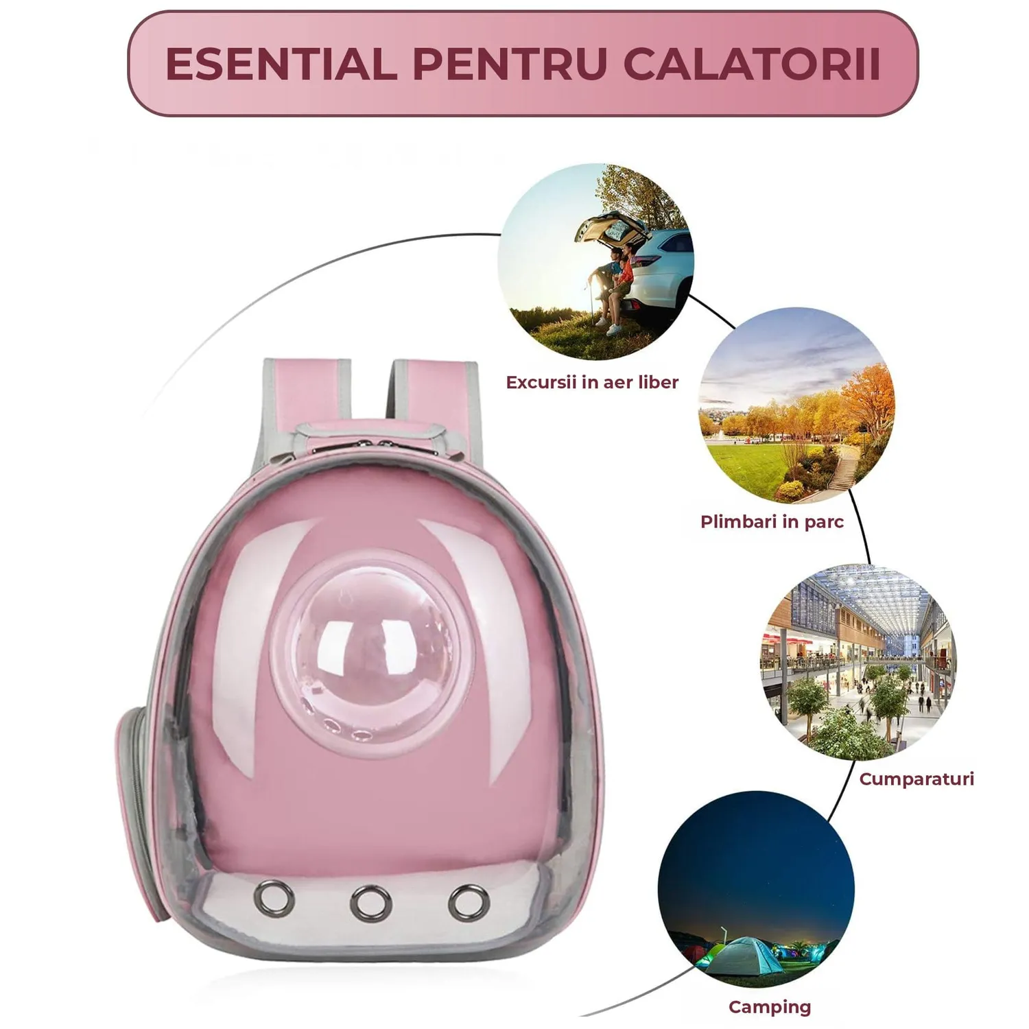 Timebox Capsula rucsac transparent pisici 6-8 kg