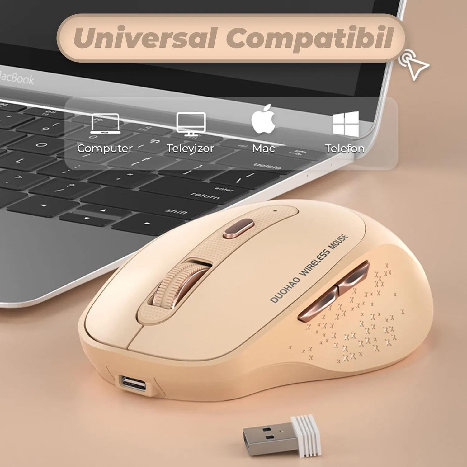 Timebox 1600 DPI mouse wireless bej ergonomic