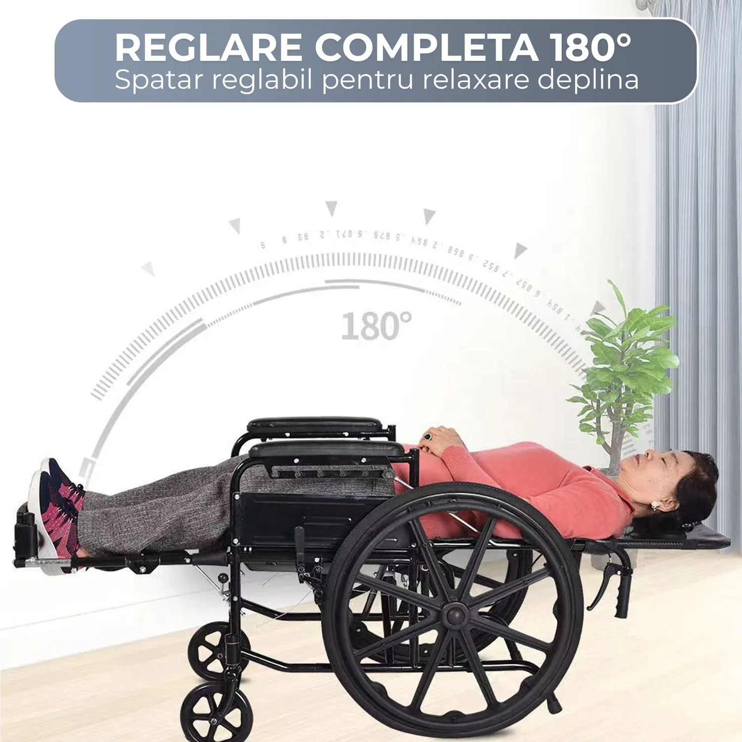 Scaun rulant Timebox pliabil otel carbon negru