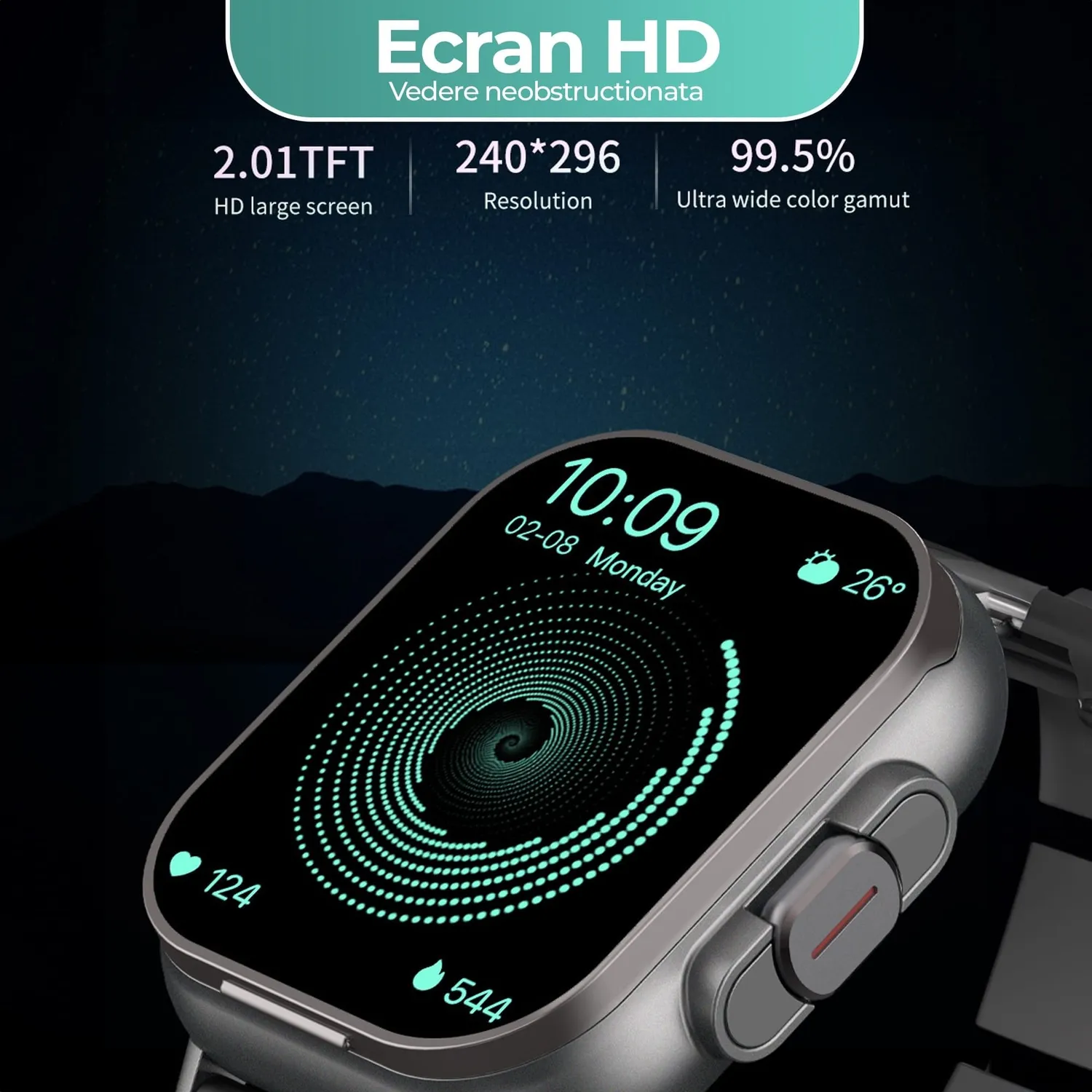 Timebox smartwatch cu casti Bluetooth monitor cardiac