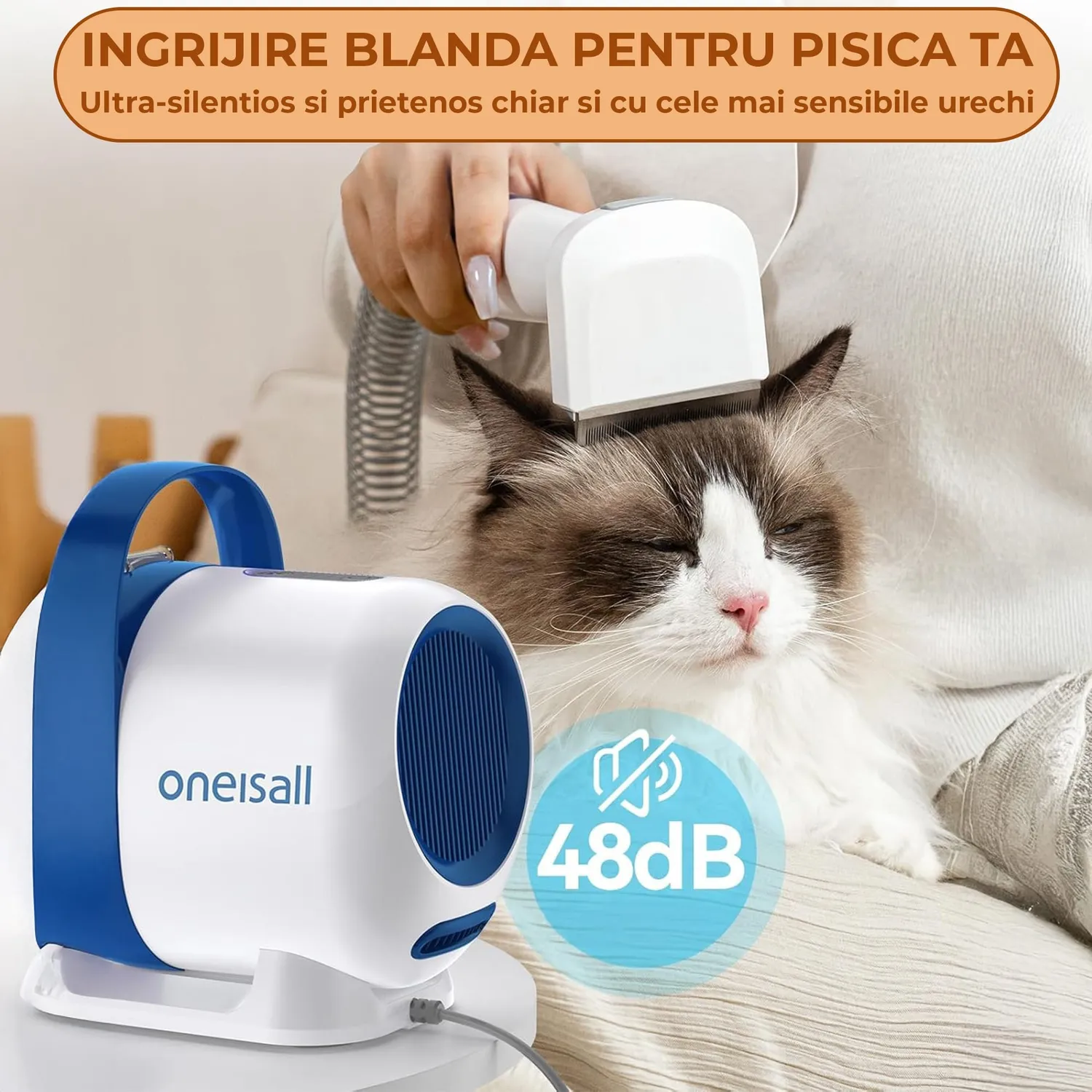 Timebox Aspirator Ingrijire Animale 6 in 1 Alb