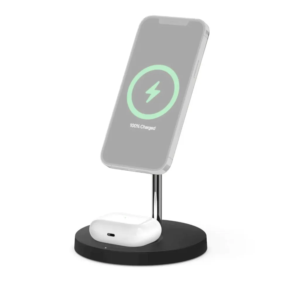 Timebox incarcator wireless 15W 2 in 1 telefon + casti