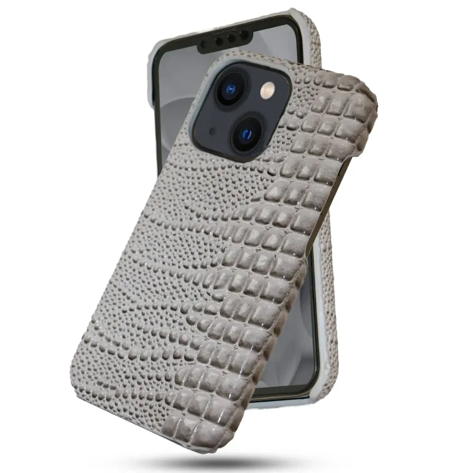 Timebox husă iPhone 13 gri piele șarpe
