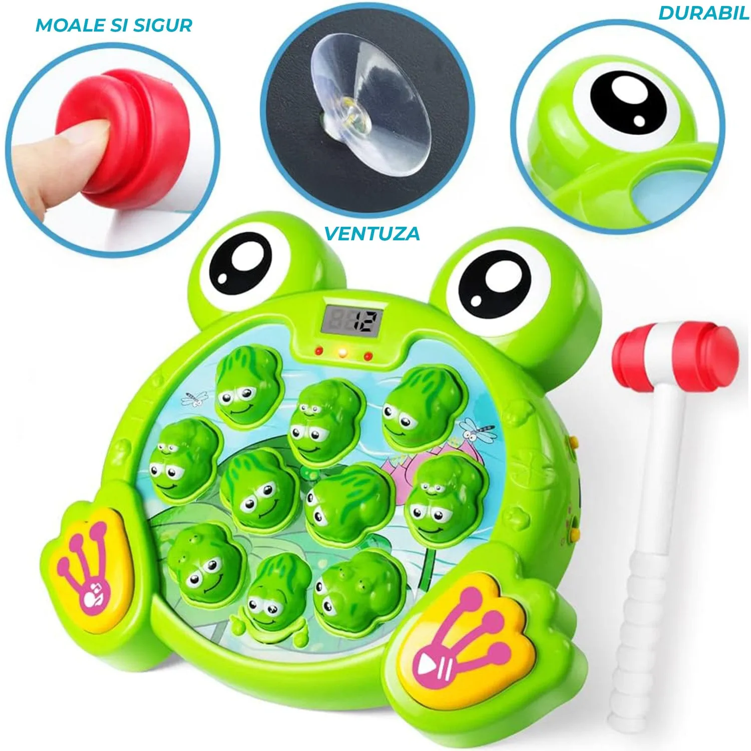 Timebox joc Loveste Broscuta interactiv verde 2 ciocanele