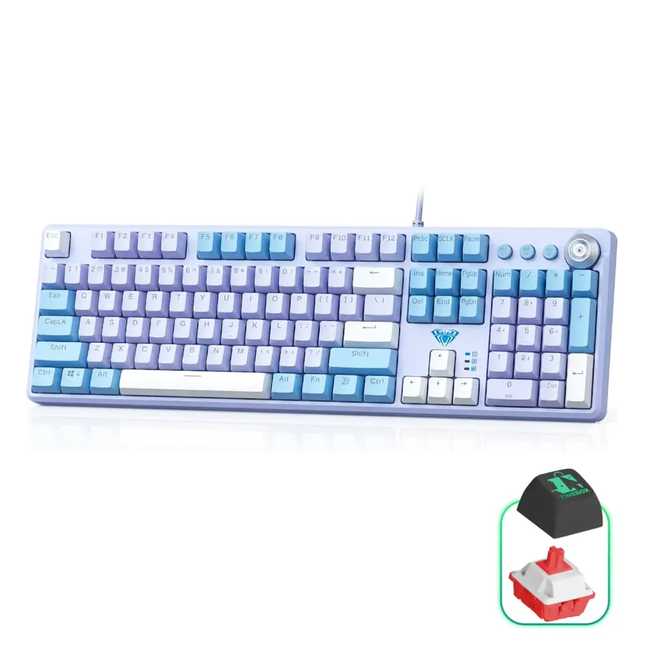 Timebox 104 taste tastatura gaming cu fir violet switch albastru