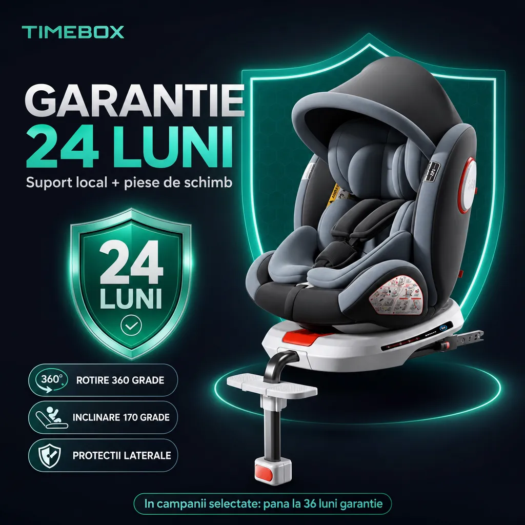 Timebox Scaun Auto Bebeluși 0-12 Ani 360° ISOFIX Gri