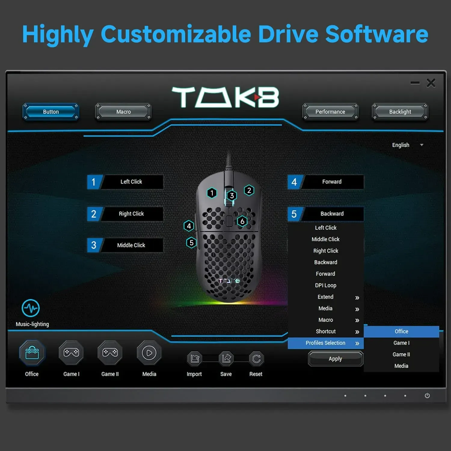 TMKB Falcon M1SE mouse gaming RGB usor 75g