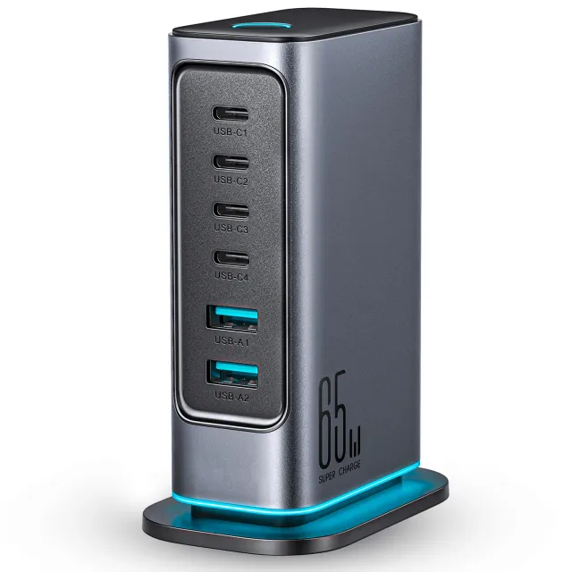 Timebox 65W incarcator retea 6 porturi negru