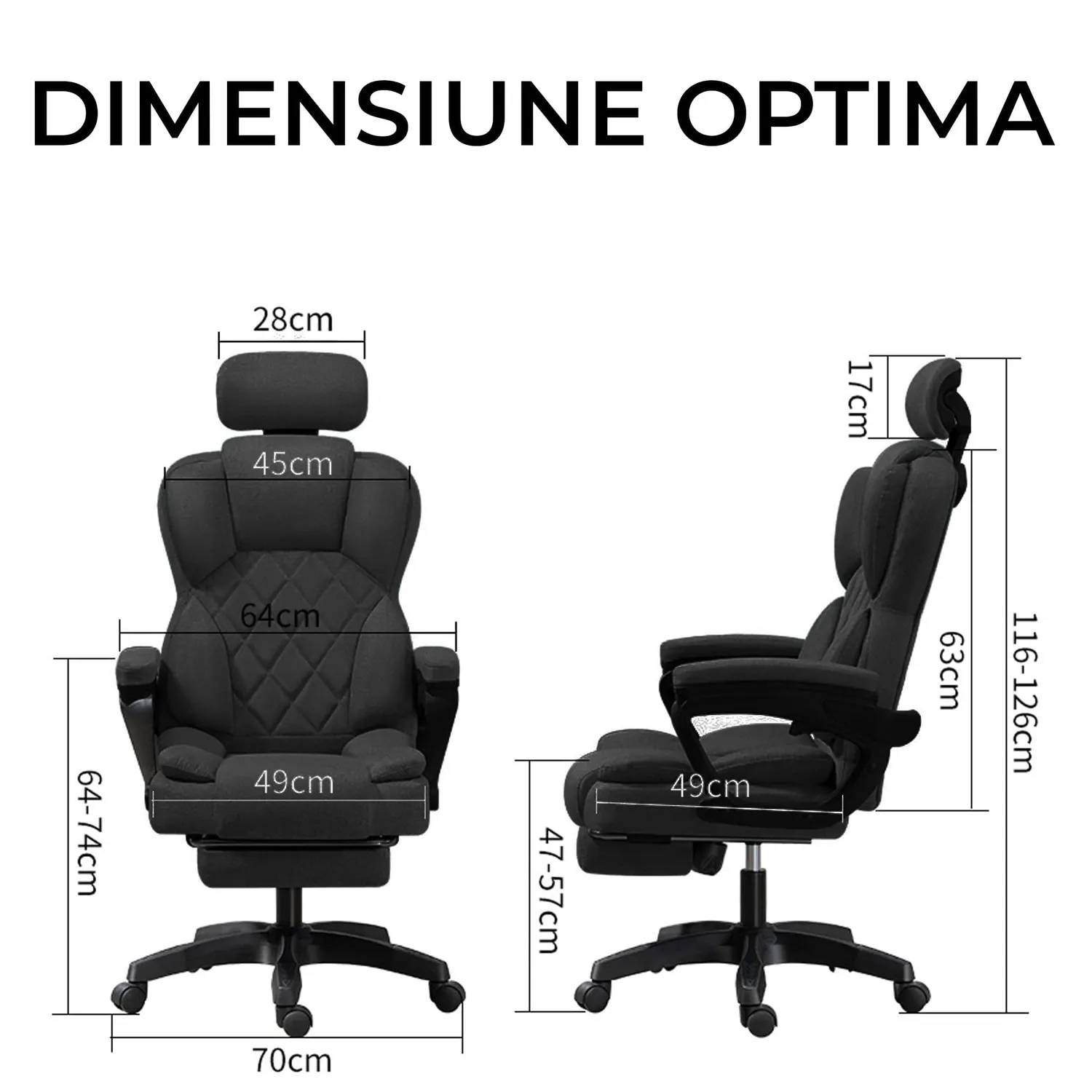 Timebox 125 scaun birou masaj negru cu footrest