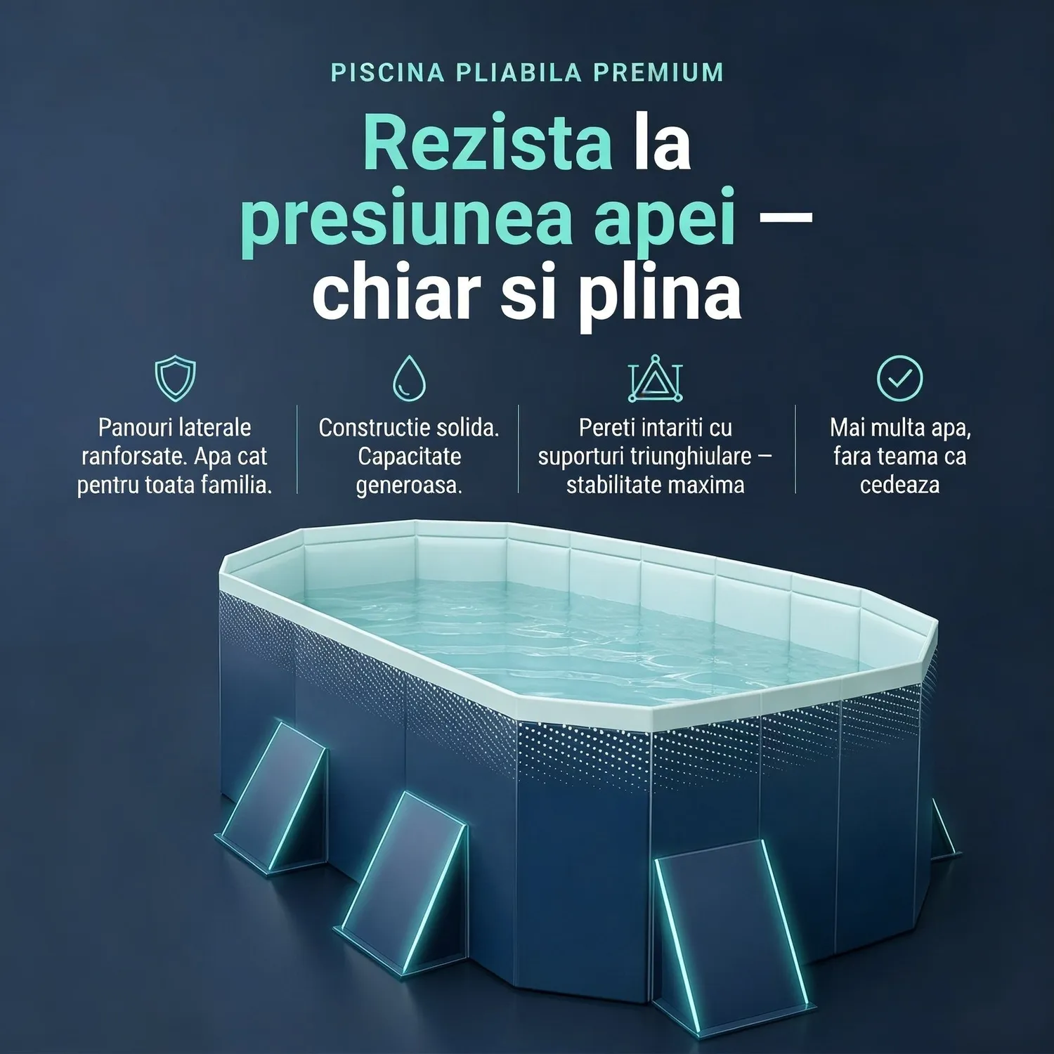 Timebox Piscina Pliabila 2.1m Fara Pompare Albastru