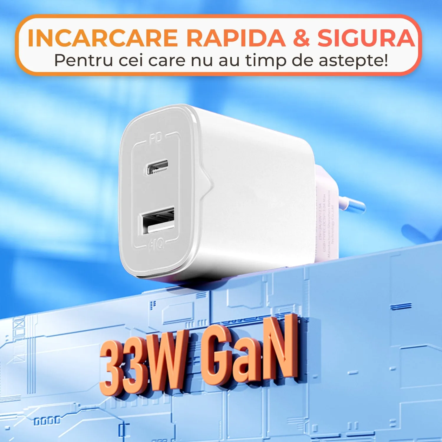 Timebox 33W incarcator retea alb USB-C USB