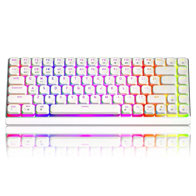 Timebox Tastatura Mecanica Gaming Brown Switch Wireless Alba RGB