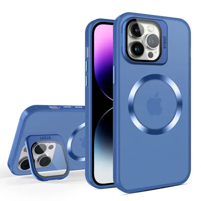Husă Timebox iPhone 15 Pro Max MagSafe suport albastru