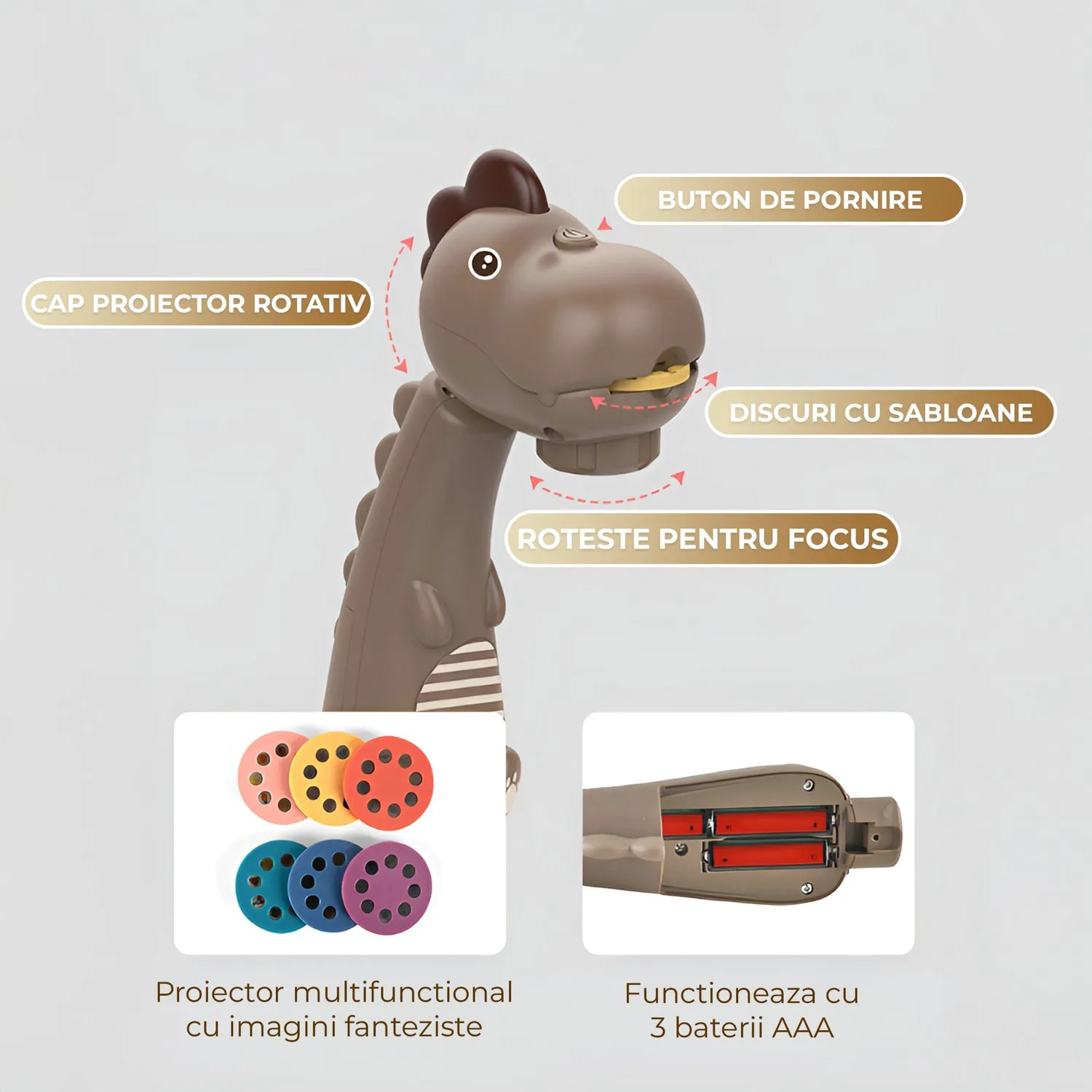 Timebox Dinozaur măsuță desen copii albă compactă