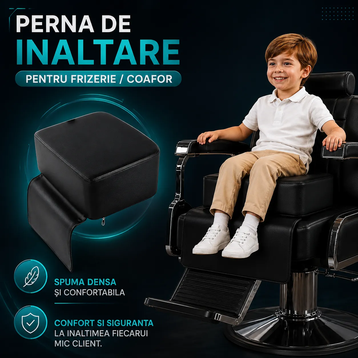 Timebox perna inaltare frizerie negru 42x33x17 cm