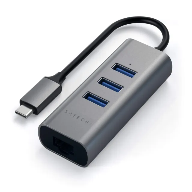 Satechi Type-C hub USB 2-in-1 Ethernet argintiu