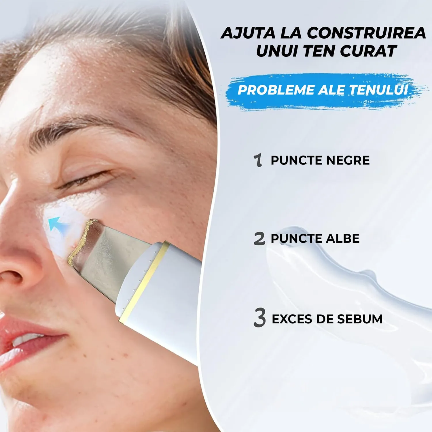 Aparat curățare facială Timebox 4 în 1 ultrasunete