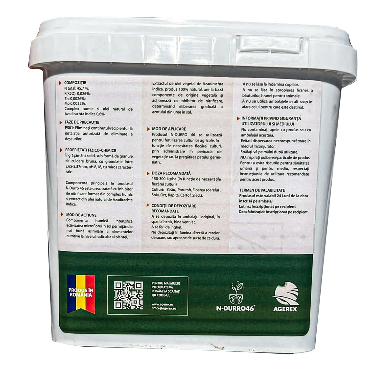 Ingrasamant azot N-Durro 46 46% N efect 100 zile