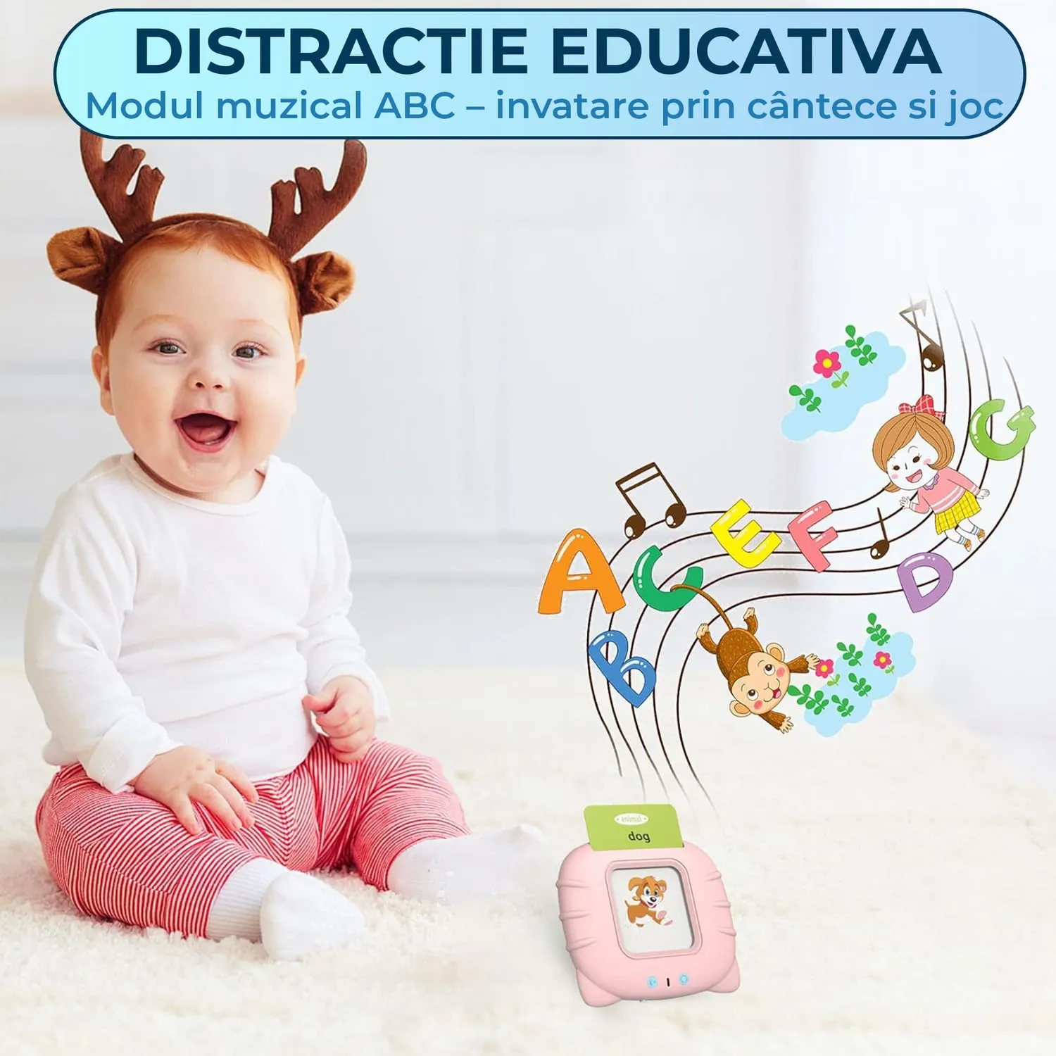 Timebox 255 carti jucarie educativa albastra engleza