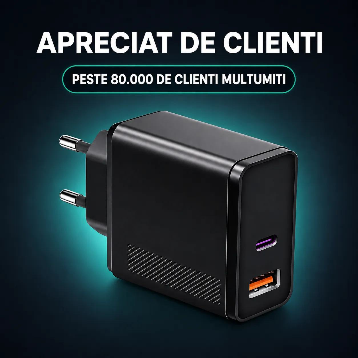 Timebox Incarcator Retea 2 Porturi 50W Negru
