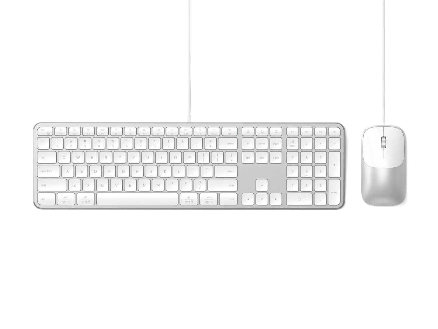 Satechi Slim CLX3 combo tastatură + mouse USB-C argintiu silențios