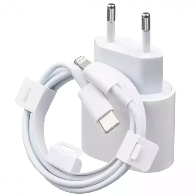 Set incarcator USB-C 20W + Cablu Lightning alb