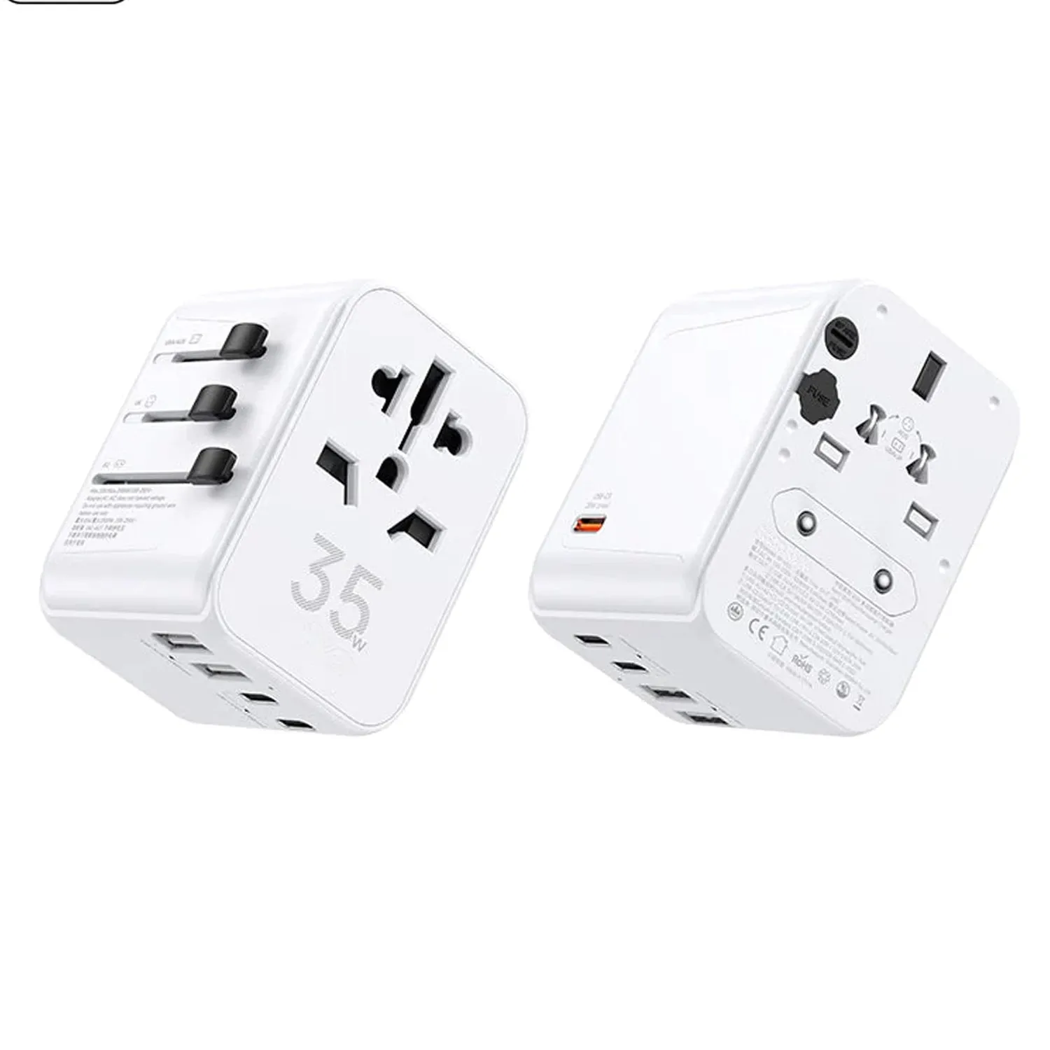 Adaptor universal Timebox 6 in 1 priza calatorie alb