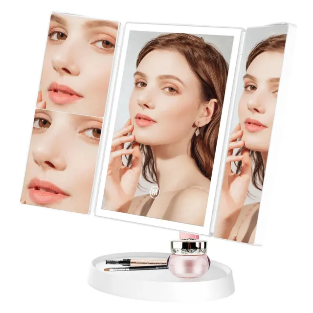 Timebox Trifold oglinda cosmetica LED pliabila 1X/2X/3X