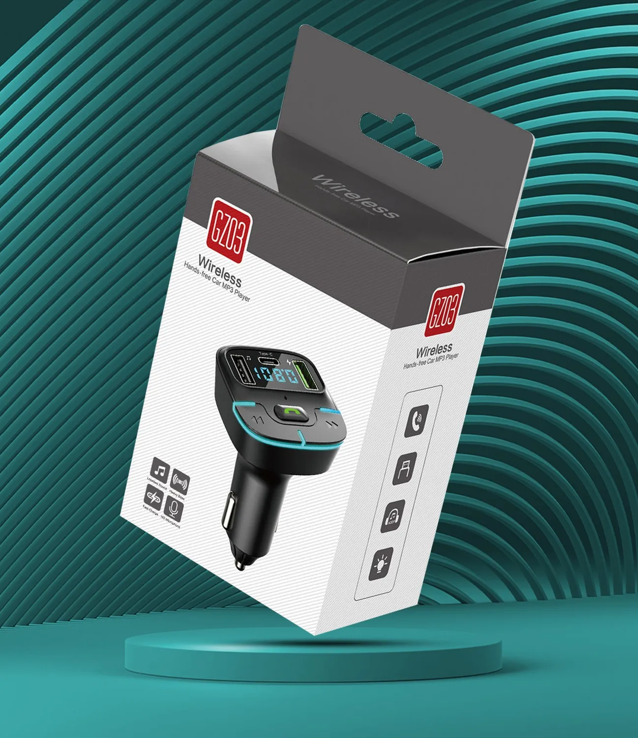 Timebox GZ03 modulator FM Bluetooth handsfree QC3.0