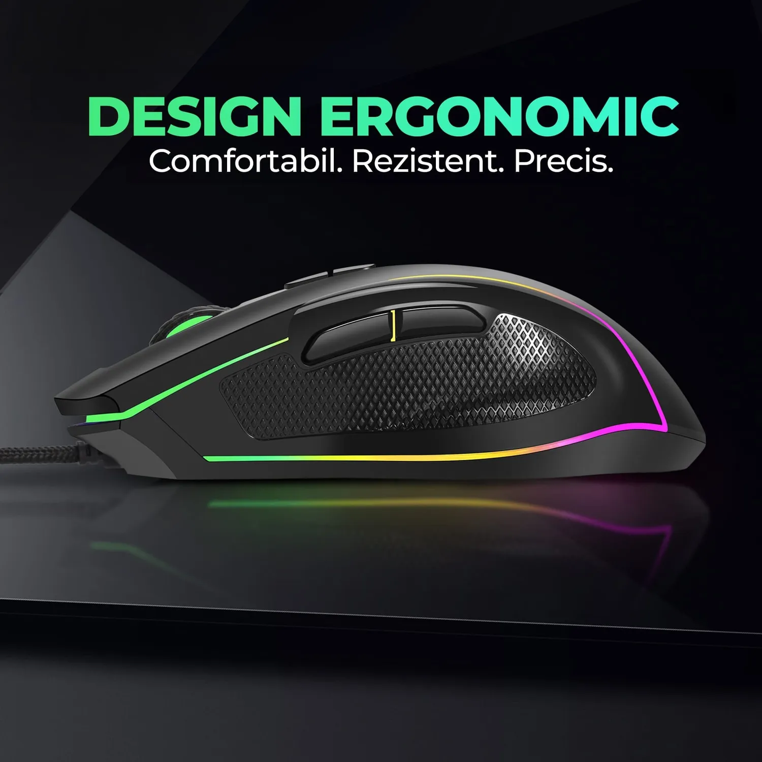 Timebox Jiggler mouse gaming RGB negru USB 3 DPI