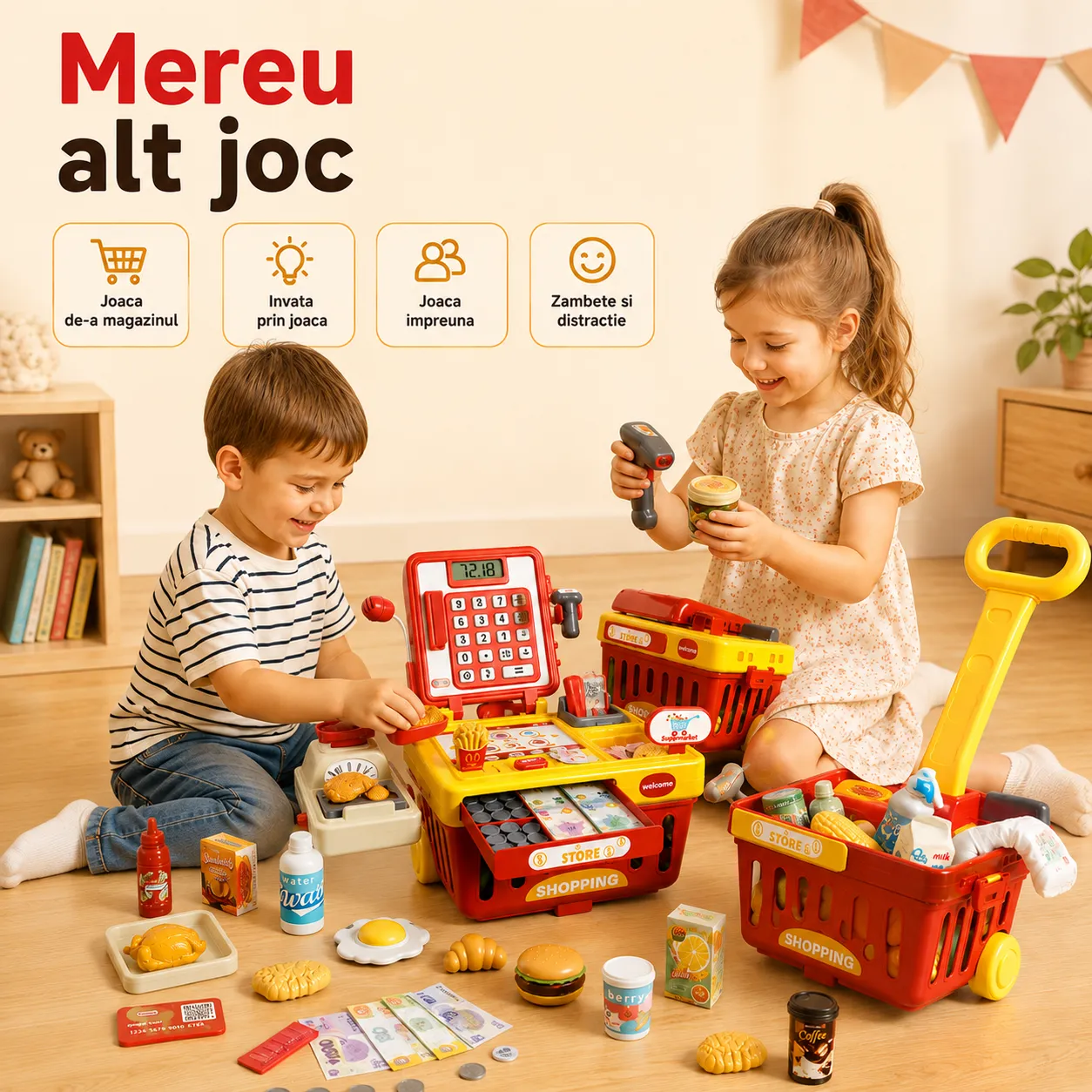 Timebox Casa de marcat jucarie set 65 piese 4-6 ani